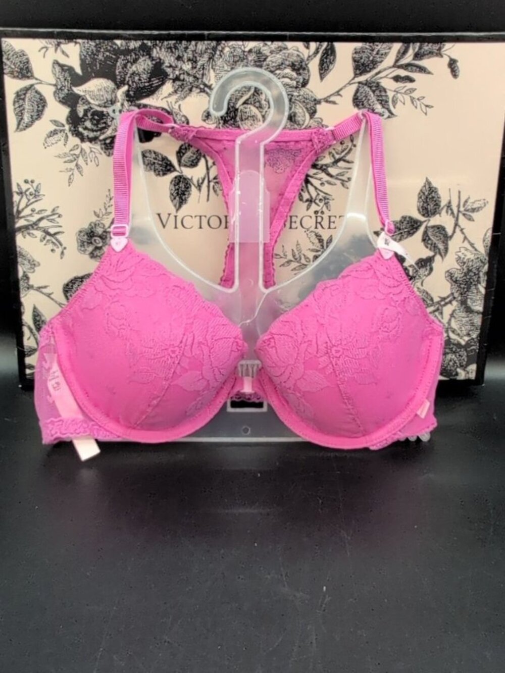 Victoria Secret Sexy Tee Lace Lightly Lined Front Close Demi Bra 36B Pink